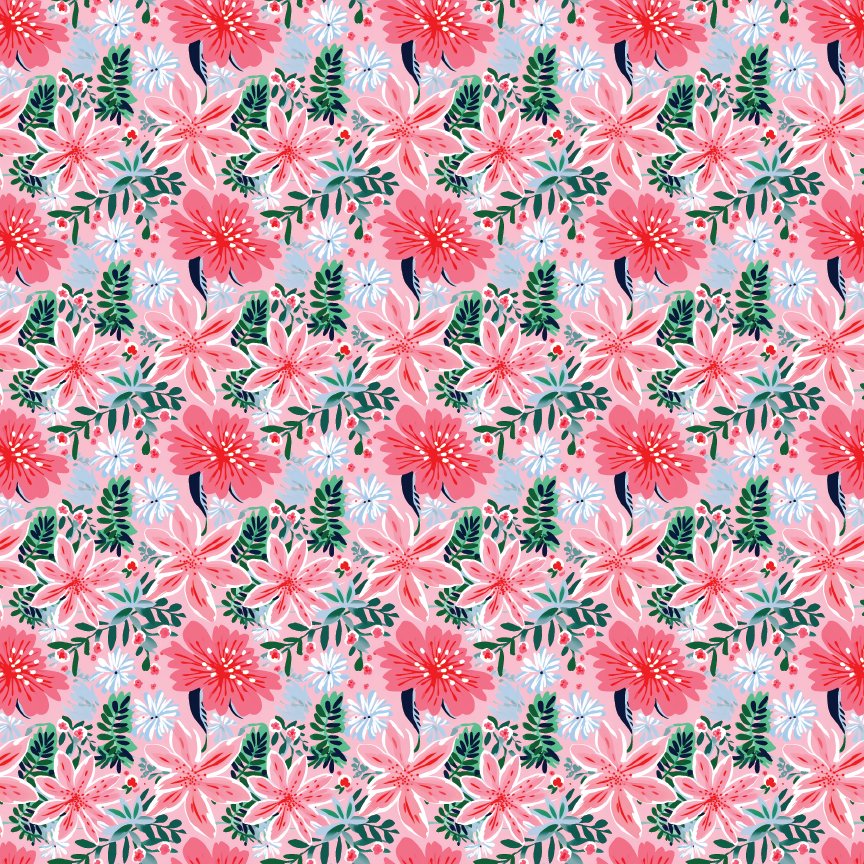 Tropical Pastel Christmas Floral 1 Pattern Acrylic Sheets - CMB Pattern Acrylic